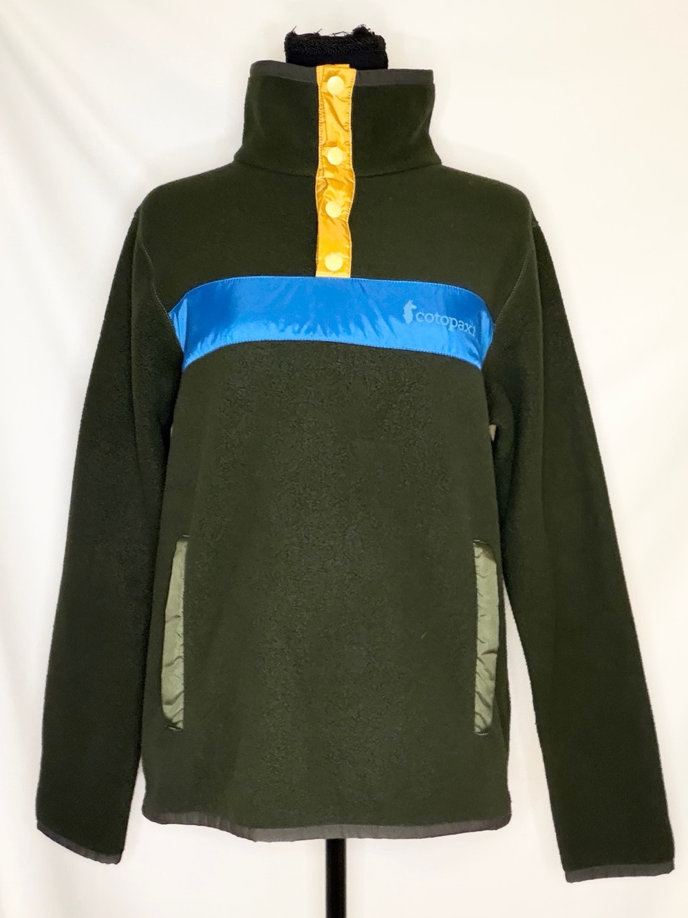 GREEN COTOPAXI FLEECE PULLOVER QUARTER ZIP COLORBLOCK JACKET